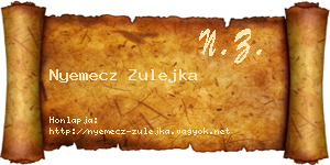 Nyemecz Zulejka névjegykártya